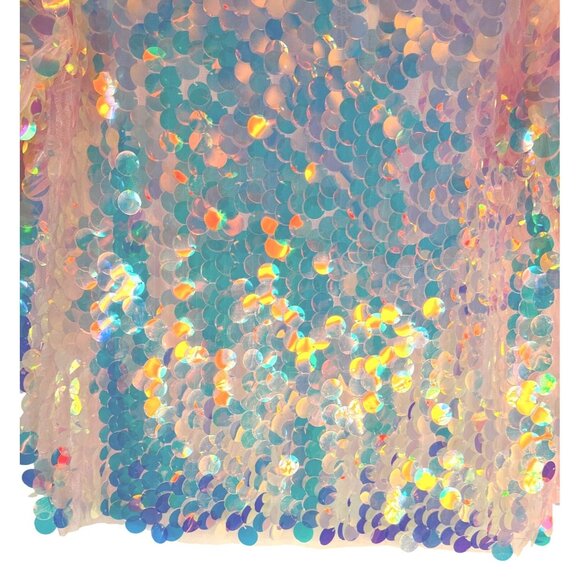 NWT Choosy Small holographic Sequin Embellished Pink Short Sleeve Oversized Top - Picture 4 of 9